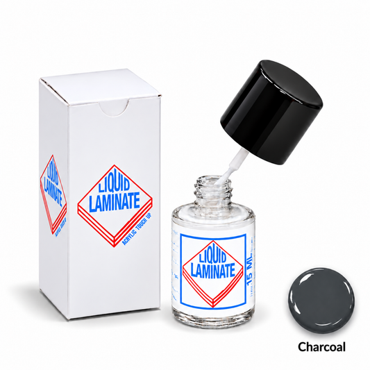 Charcoal liquid laminate repair 15ml for fixing small chips and imperfections in melamine and laminate surfaces
