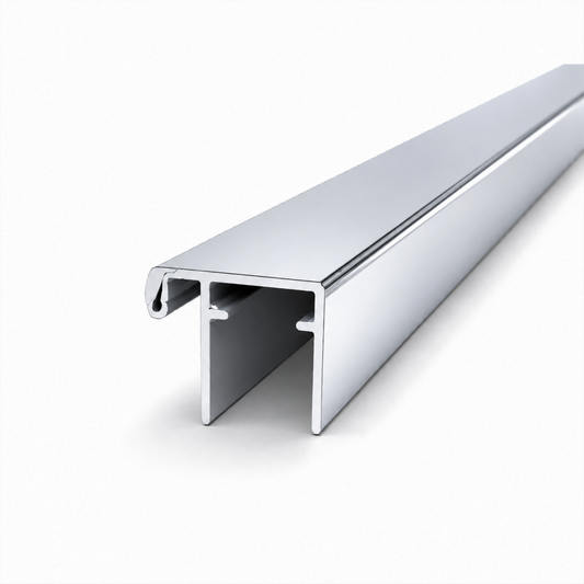 Chrome semi frameless wardrobe sliding door top and bottom rail aluminium profile for wardrobe door frame installation and smooth door operation