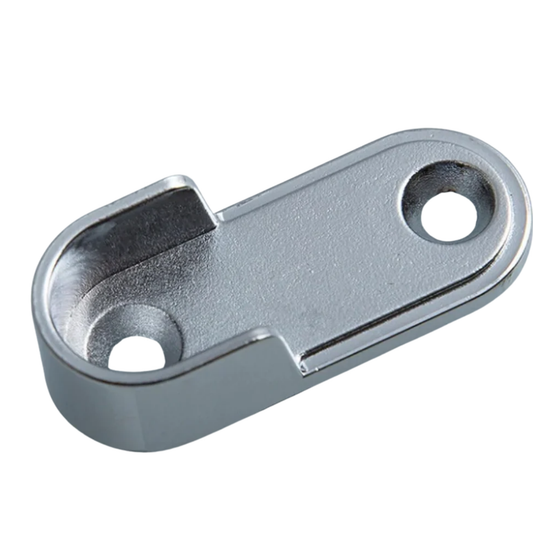 Chrome oval pillar flange for secure 16mm wardrobe rail support and hanging rod installation