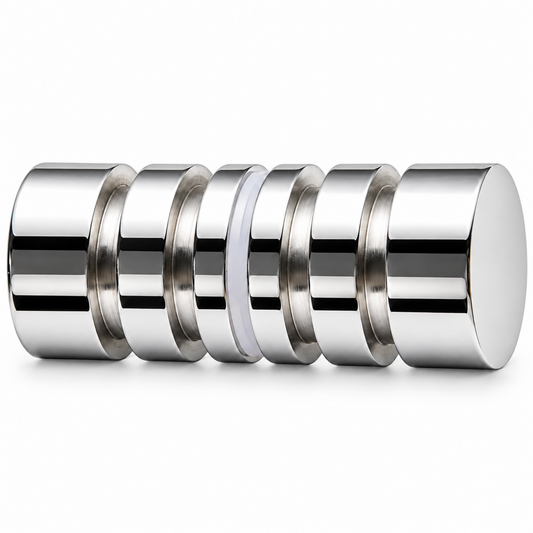 Chrome shower screen door knob handle with double notch for glass shower doors