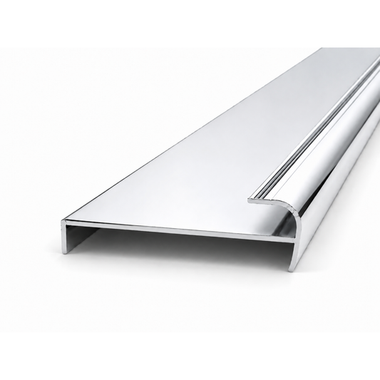 Chrome aluminium wardrobe return jamb 5.6m profile for sliding wardrobe doors and side panel finishing