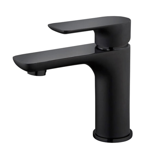 Matte black basin mixer tap with sleek modern design, smooth water flow, and durable finish for contemporary bathroom vanities