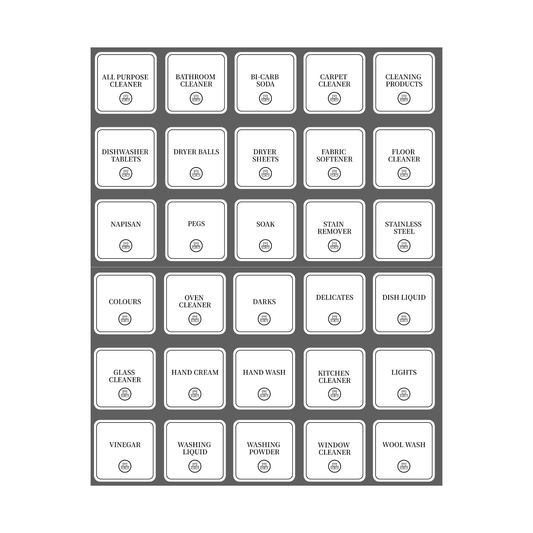 Laundry & Cleaning Labels – 30 Square Stickers-0