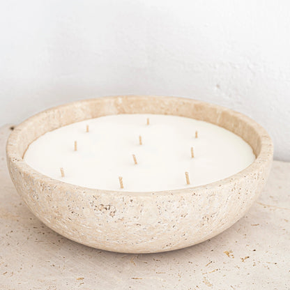 Luminous Travertine Candle