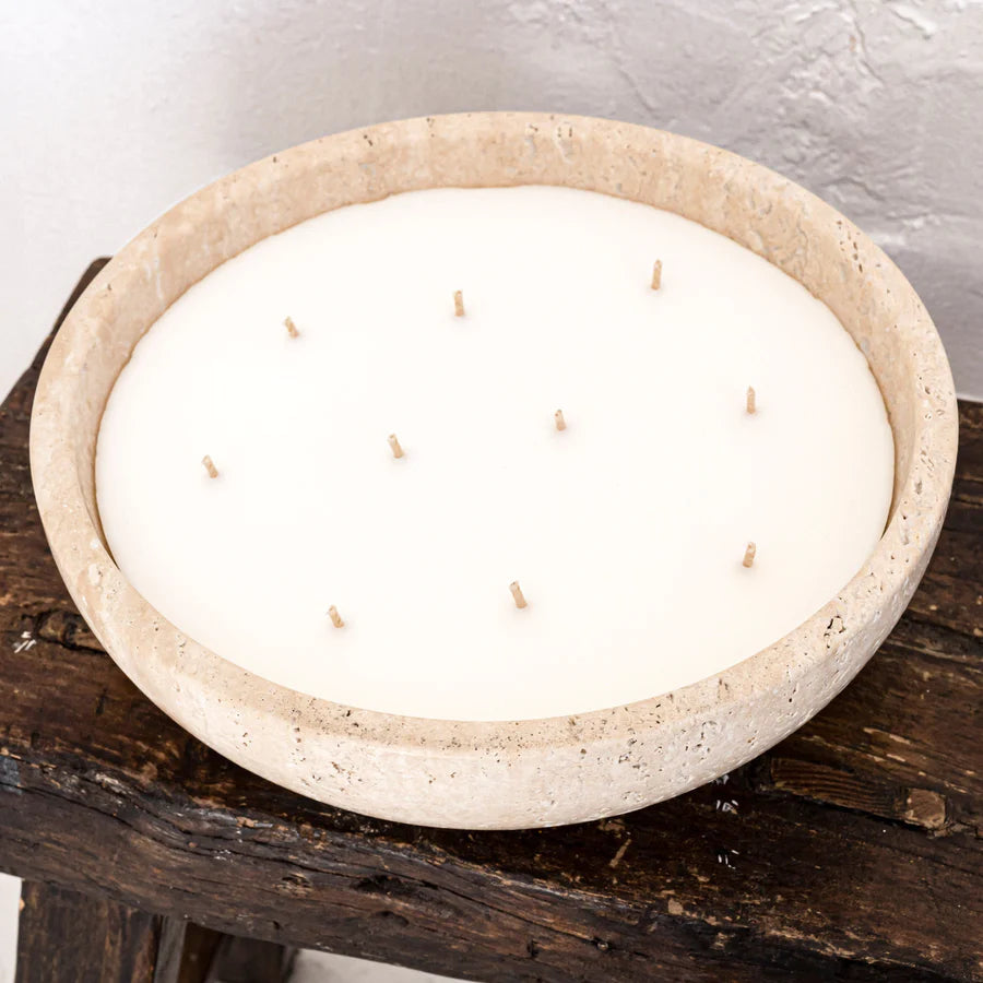 Luminous Travertine Candle