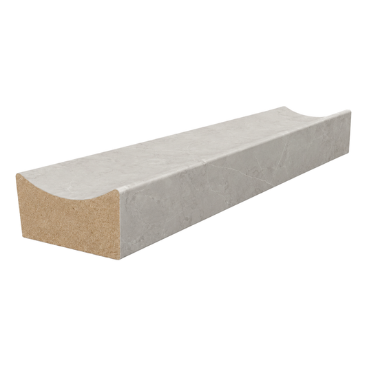 17mm x 34mm Polytec Steccawood timber batten in Portland Stone finish for decorative feature walls, ceiling linings, and contemporary interior architectural applications.