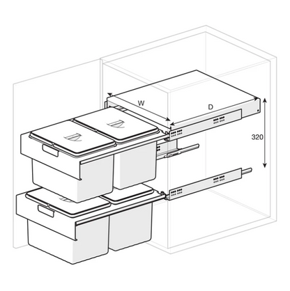 Dual Pull-Out Kitchen Bin – Fits 450mm Cabinet-1