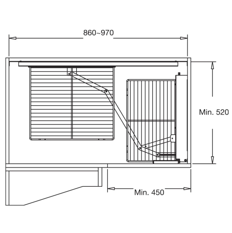 Chrome Magic Corner Unit – Fits 900mm+ Blind Cabinets-1