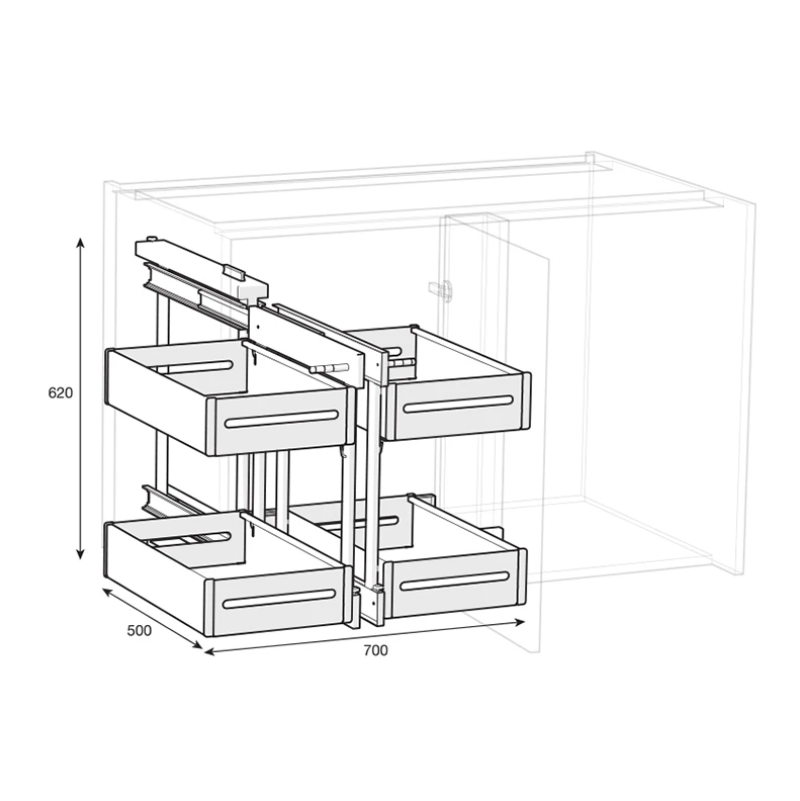 Complete Pull-Out Corner Unit – Fits 900mm+ Cabinets-1