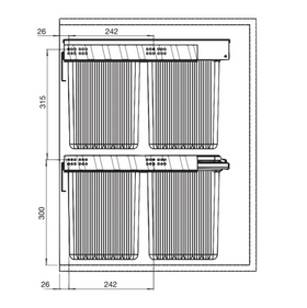 Dual Pull-Out Kitchen Bin – Fits 450mm Cabinet