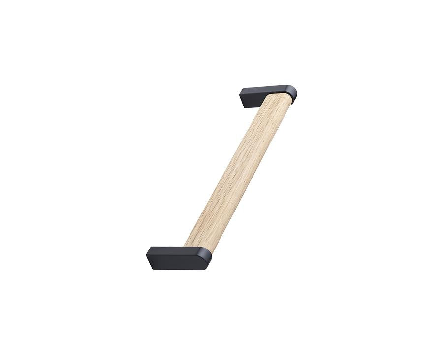 Furnipart Crossing Handle. Finish: Oak Lacquered/Matt Black. Length: 168mm by W&B