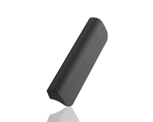 Furnipart Fall Handle in brushed matt black, 140mm, durable zamac material, ideal for modern cabinets, drawers, and furniture.