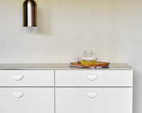Furnipart Horizon Handle. Finish: Matt White. Length: 80mm by W&B