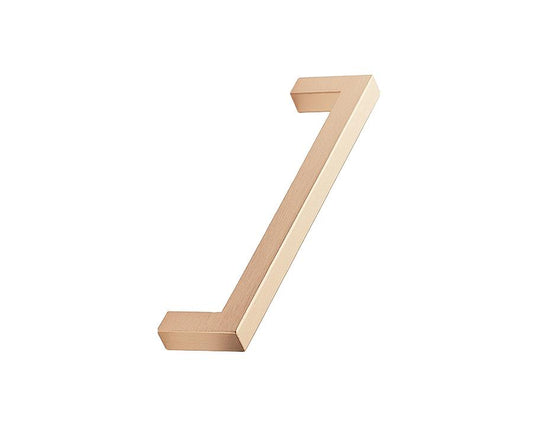 Furnipart 138mm square handle in brushed brass finish, premium zamac material, ideal for modern cabinets, drawers, and furniture.