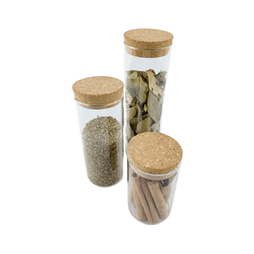 Glass Storage Jars with Cork Lid – 550ml (Set of 6)