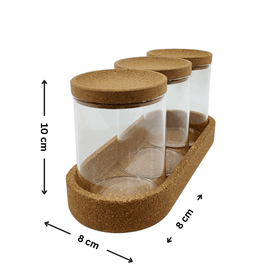 Glass Jar Trio Set with Natural Cork Lid – 450ml (3 Pack)