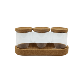 Glass Jar Trio with Cork Lids – 450ml Pantry Set