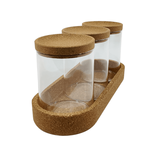 Glass Jar Trio with Cork Lids – 450ml Pantry Set-0