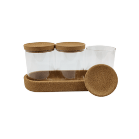 Glass Jar Trio with Cork Lids – 450ml Pantry Set