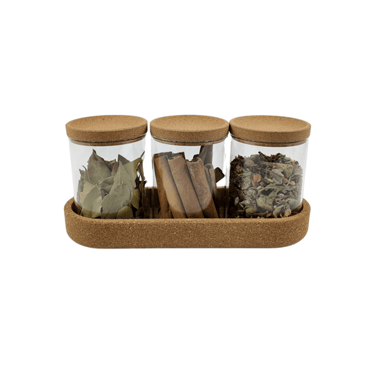 Glass Jar Trio Set with Natural Cork Lid – 450ml (3 Pack)-0