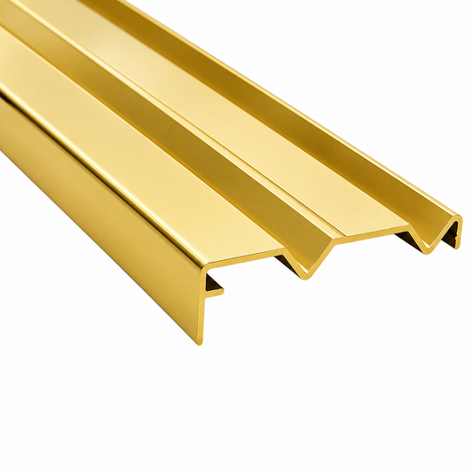 Gold aluminium wardrobe bottom double track 5.7m system for sliding wardrobe doors and smooth door guidance