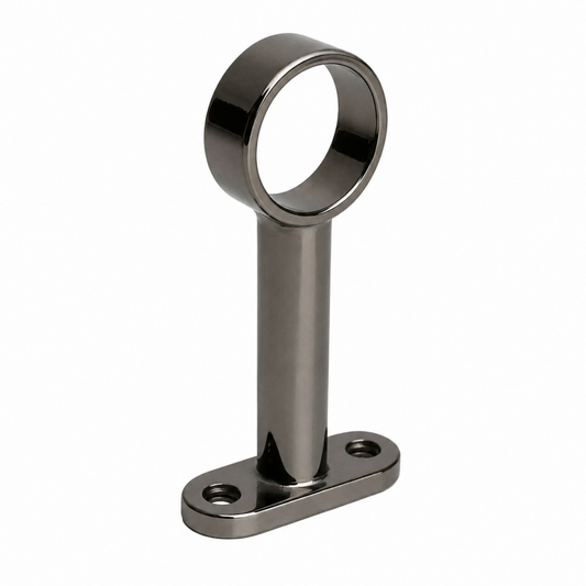 Gunmetal 16mm round centre pillar ceiling mount bracket for curtain rods and clothes hanging rails, durable metal support fitting for wardrobe rail systems