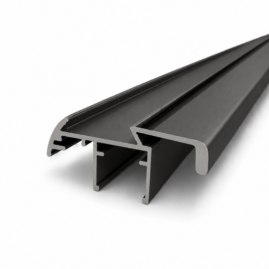 Gunmetal semi frameless wardrobe sliding door grip style aluminium profile for wardrobe door frame installation and smooth sliding system performance