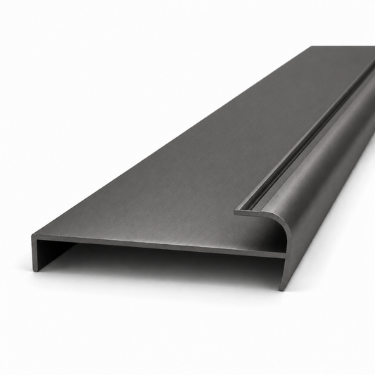 Gunmetal aluminium wardrobe return jamb double track 5.6m profile for sliding wardrobe doors and side panel finishing