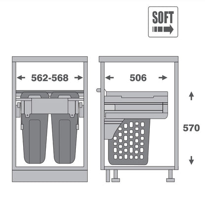 Pull Out hamper - 600mm cabinet