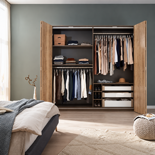 Hettich WingLine L 25kg folding door hardware set for 600mm left-hand wardrobe and cabinet doors