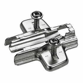 Cross mounting plate with oblong hole height adjustment, nickel plated, Hole line 37 x 32 mm, with expanding sockets (for drilling ø 5 x 12 mm), distance 1.5 mm 9071596