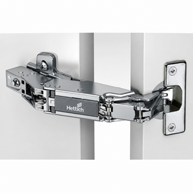 Sensys wide angle hinge, with zero protrusion (Sensys 8657), overlay, Opening angle 165°, TH-drilling pattern 52 x 5.5 mm, for screwing on 9099750