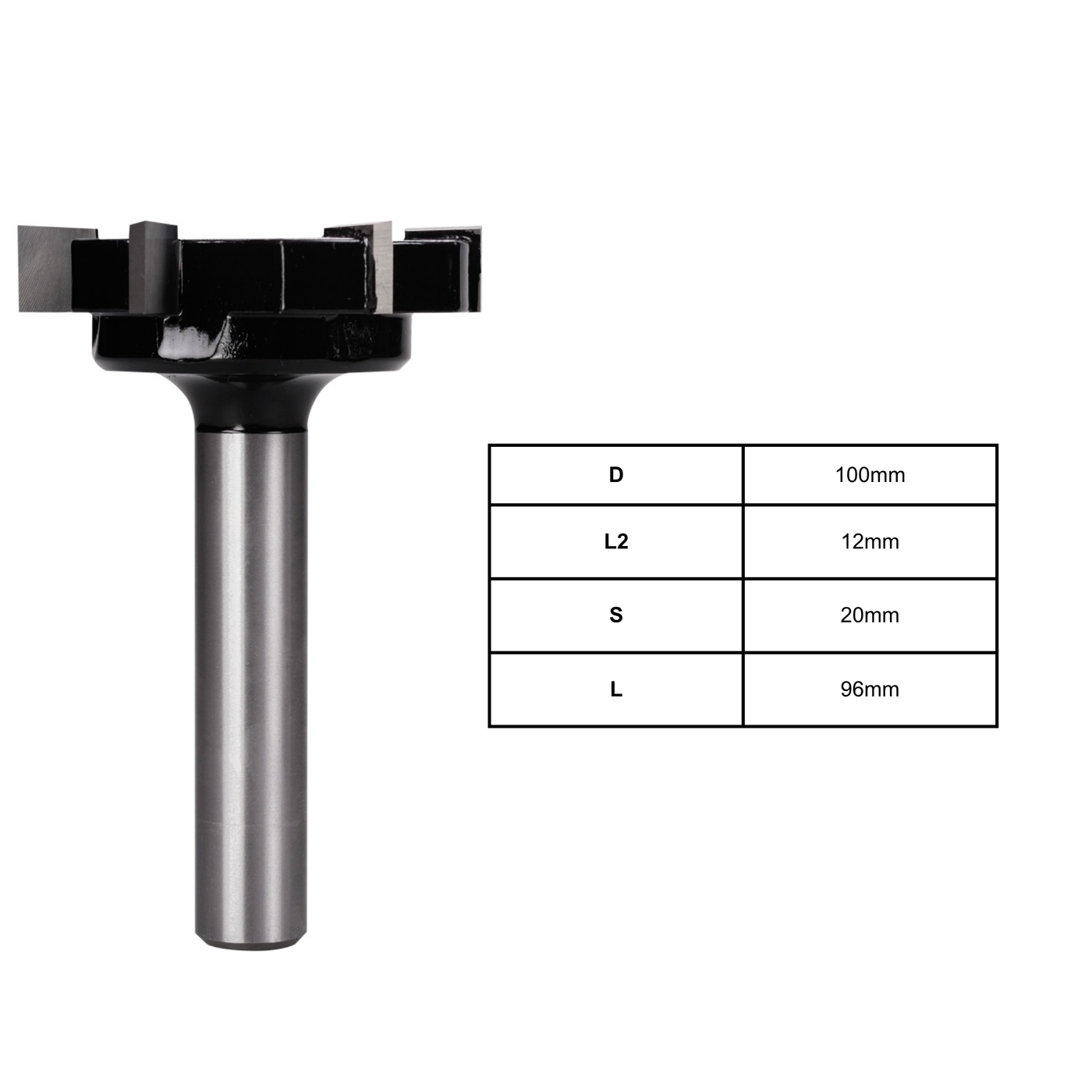 Surface Planers - 5-Flute Cutter | 100mm D | 12mm L2 | 20mm S | 96mm L