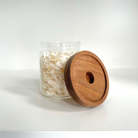 Round Glass Acacia Storage Jar Set – 5 Pack