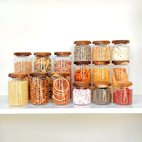 600ml Acacia Glass Jar – Airtight Kitchen Storage Solution