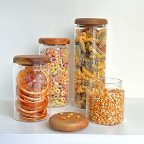 Acacia Lid Glass Jar Small Pantry Organisation 15 Pack