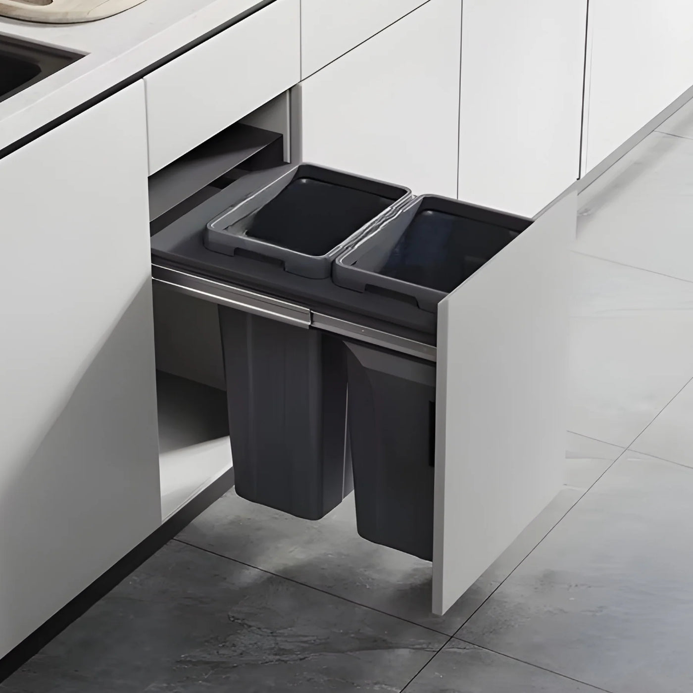 Pull-Out Kitchen Bin – 350mm Cabinet (2×18L)