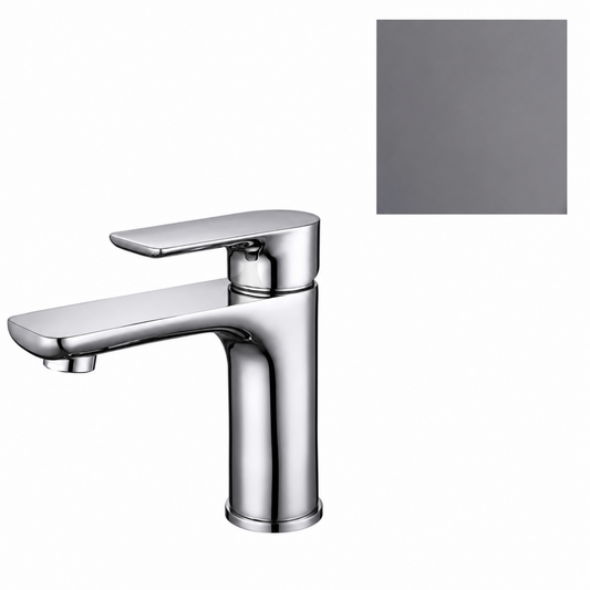 Gunmetal grey basin mixer tap for modern bathroom vanity and basin installations