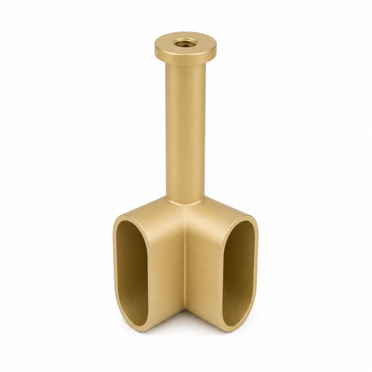 Brushed gold corner wardrobe rail support bracket for 90 degree closet rod connection and secure hanging rail installation