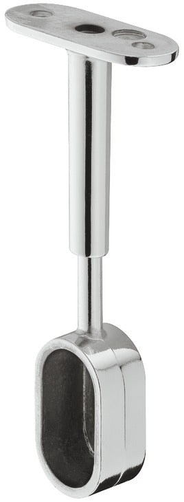 Chrome adjustable end pillar bracket for 16mm oval wardrobe rail, providing secure closet rod support and easy alignment