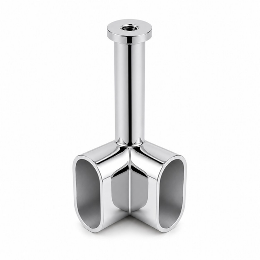 Chrome corner wardrobe rail support bracket for 16mm closet rod connection and secure hanging rail installation
