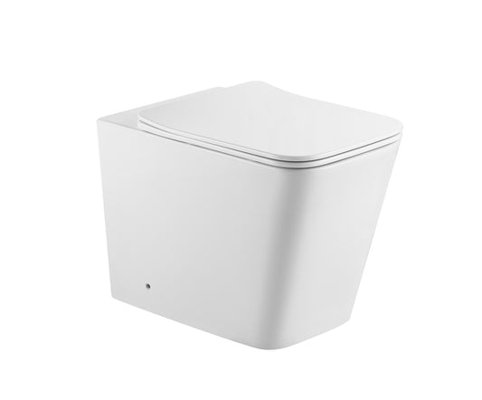 Modern floor standing rimless toilet with dual flush washdown system for efficient and hygienic bathroom use