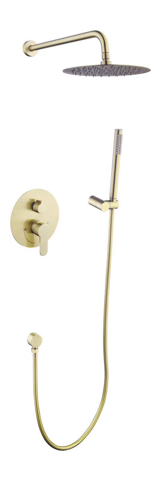 Imperial luxury round concealed shower mixer with overhead rain shower head, designed for modern bathrooms with smooth water control and a minimalist built-in design.