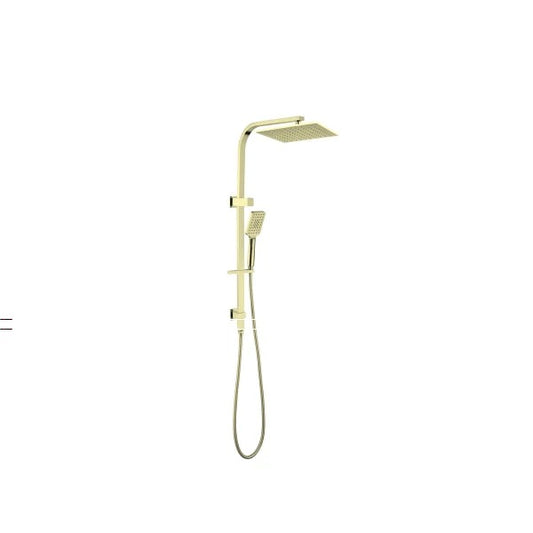 Imperial brushed gold square rain shower set with mixer featuring a modern concealed shower system for stylish contemporary bathrooms.