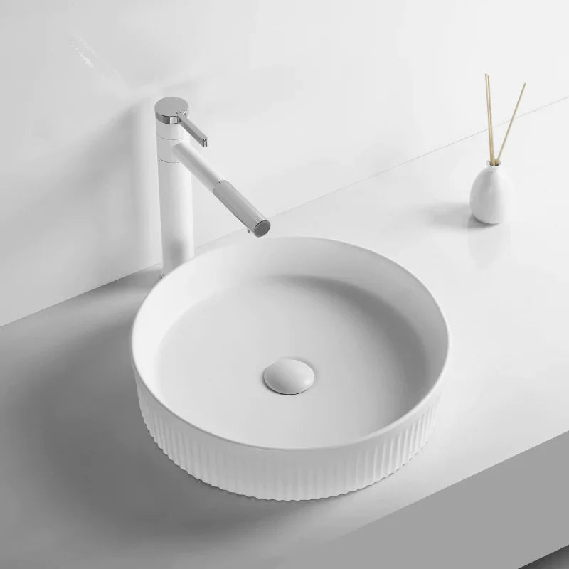 Imperial Fluted Wash Basin | Matte White | 410MM