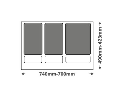 Imperial 50L (2x15L + 1x20L) Kitchen Bin in Dark Grey. To suit 800mm cabinet