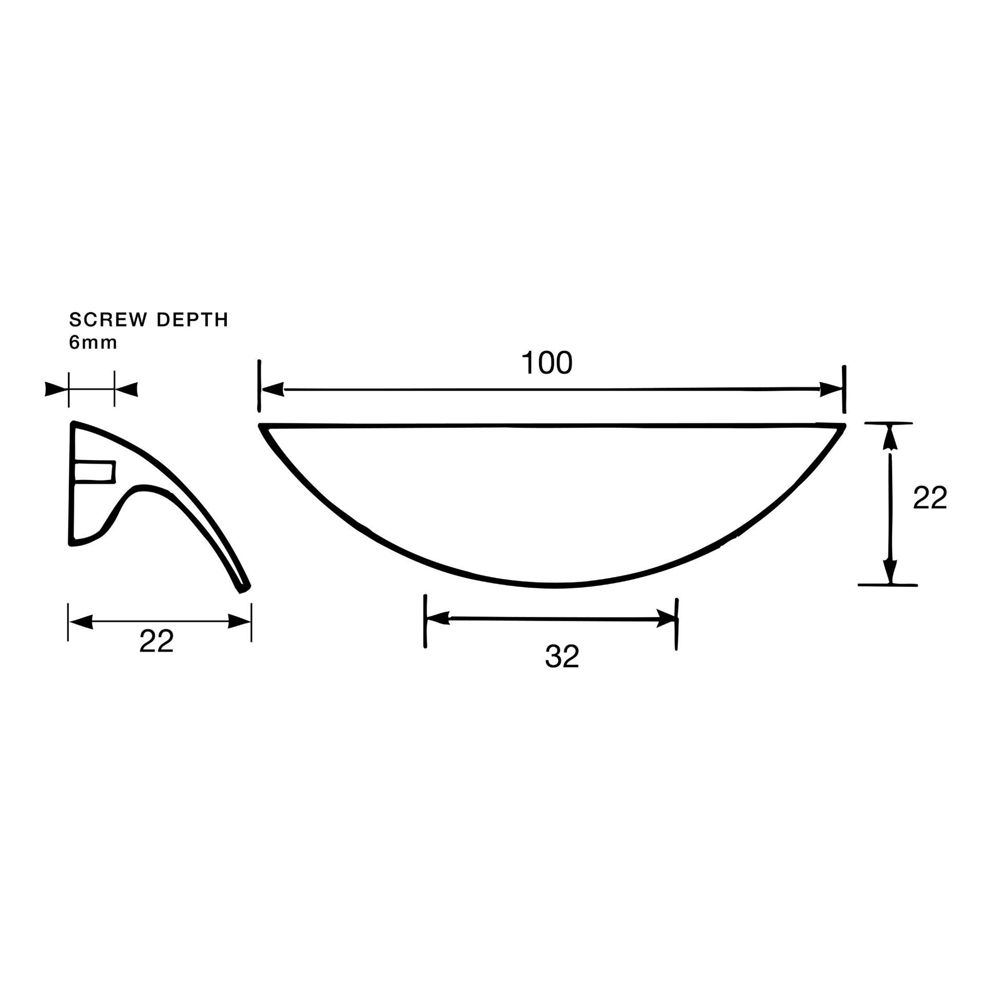 Kethy 100mm shell handle, modern curved cabinet pull for minimalist kitchen cabinets and contemporary furniture design