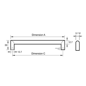 Kethy 12.7mm Polished Stainless Tapered Handle