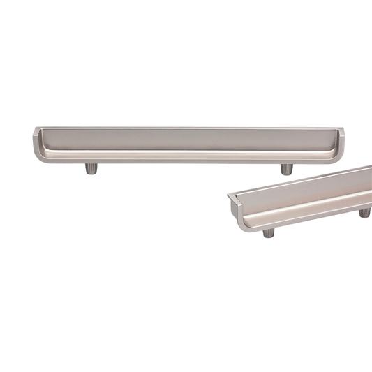 Kethy back cabinet handle 128mm centre-to-centre in matt nickel finish, modern metal furniture pull handle for kitchen cupboards, drawers and cabinetry hardware