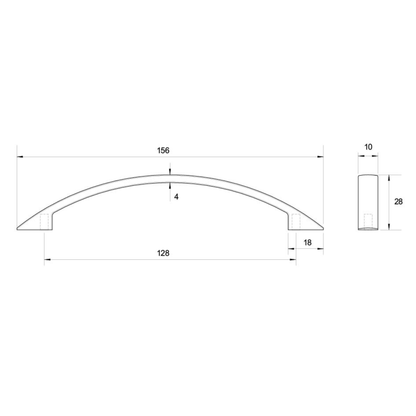 128mm Kethy cabinet handle, modern metal drawer and door pull handle for kitchen cabinetry, furniture, and joinery applications with sleek minimalist design